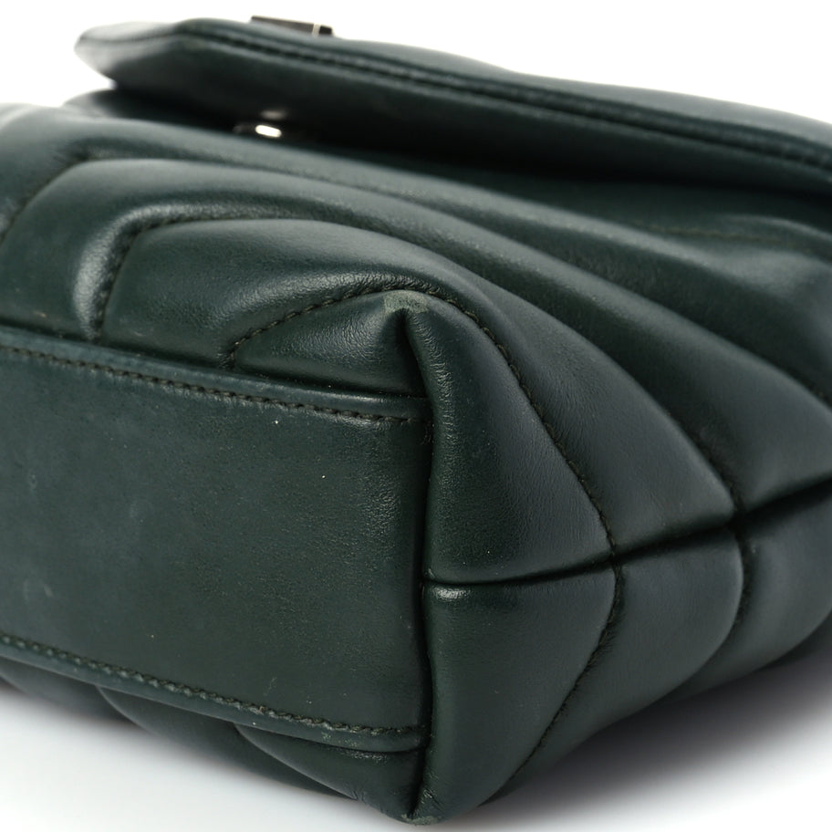 Saint Laurent Calfskin Y Quilted Monogram Toy Loulou Crossbody Bag Deep Green Image 8