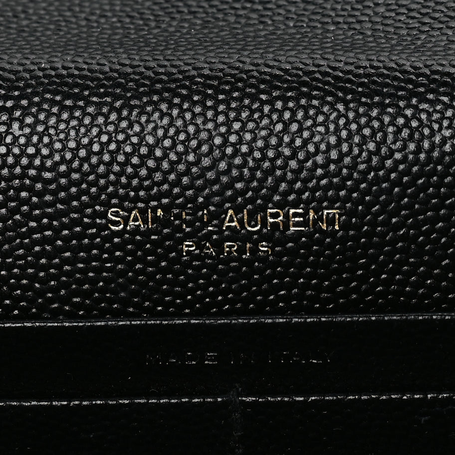 Saint Laurent Grain De Poudre Matelasse Chevron Monogram Envelope Chain Wallet Black Image 5