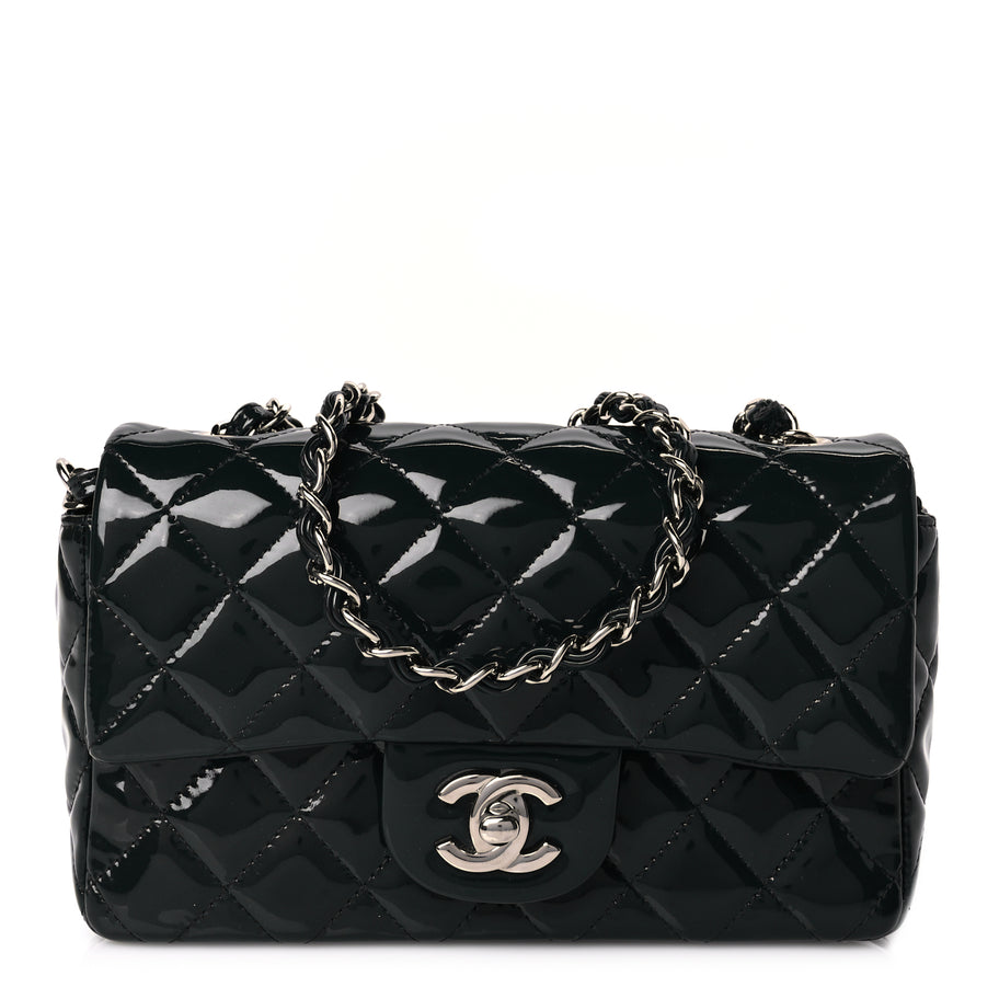 Chanel Patent Calfskin Quilted Mini Rectangular Flap Black Image 1