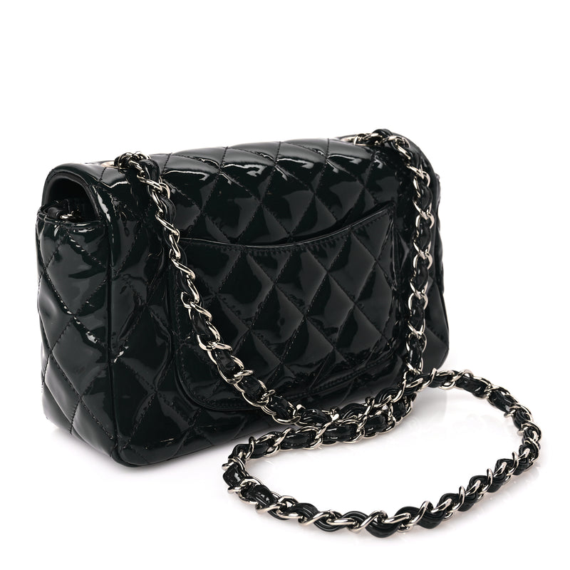  Chanel Patent Calfskin Quilted Mini Rectangular Flap Black