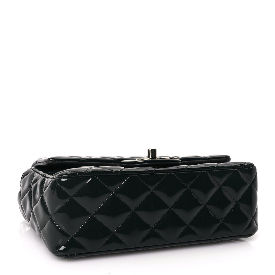 Chanel Patent Calfskin Quilted Mini Rectangular Flap Black Image 3