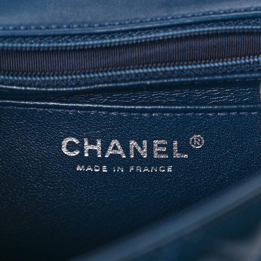 Chanel Patent Calfskin Quilted Mini Rectangular Flap Turquoise Image 5