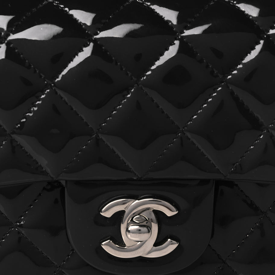 Chanel Patent Calfskin Quilted Mini Rectangular Flap Black Image 7