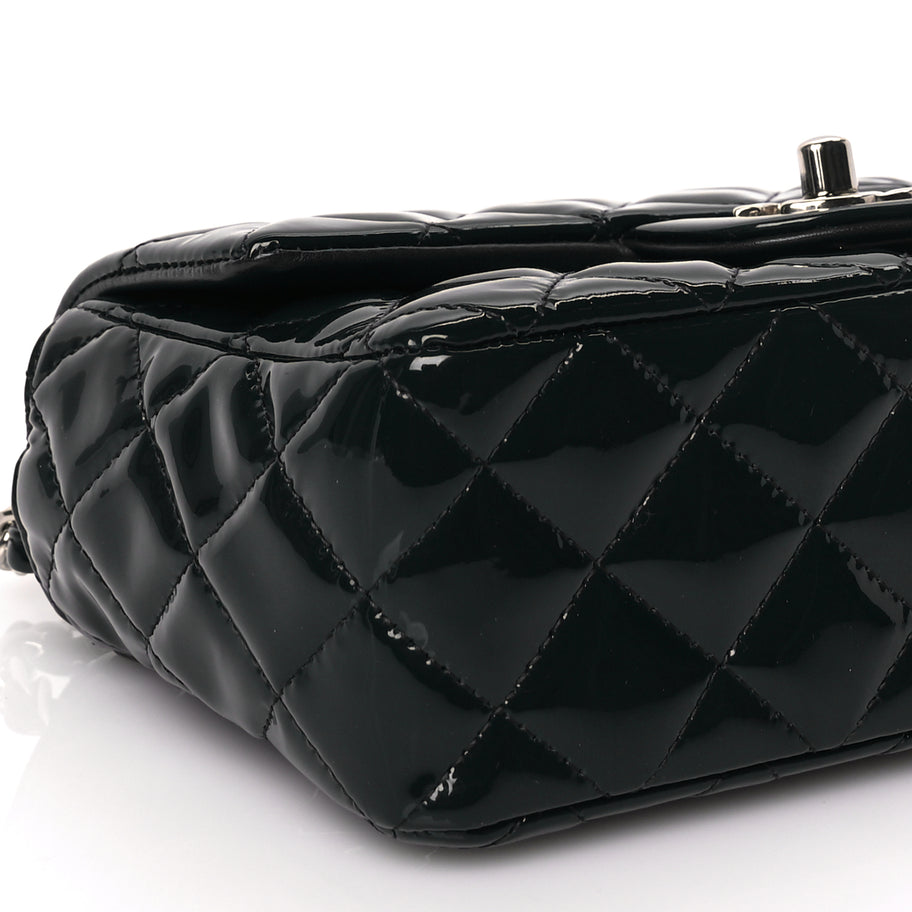 Chanel Patent Calfskin Quilted Mini Rectangular Flap Black Image 8