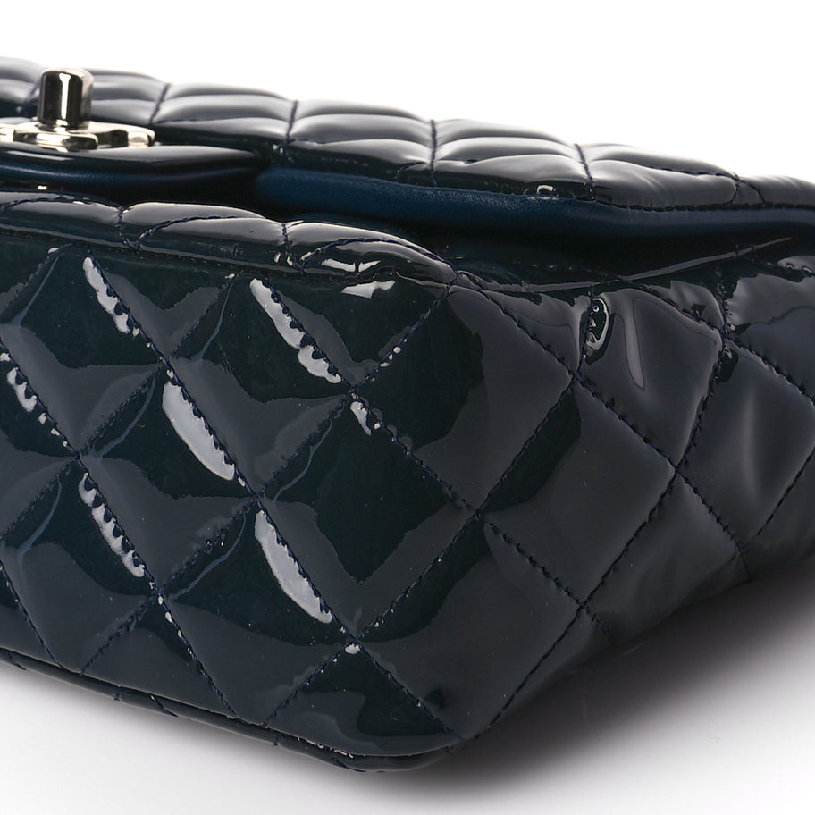 Chanel Patent Calfskin Quilted Mini Rectangular Flap Turquoise Image 9