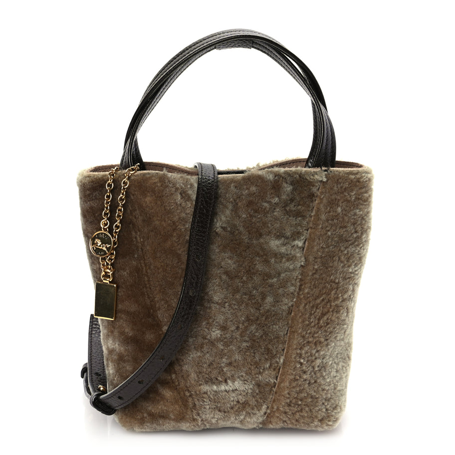 Chloe Shearling Small Spin Tote  Floral Grey Image 1