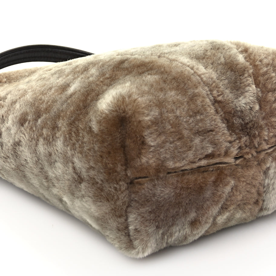 Chloe Shearling Small Spin Tote  Floral Grey Image 7