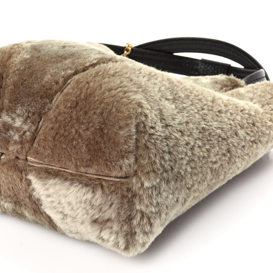 Chloe Shearling Small Spin Tote  Floral Grey Image 8