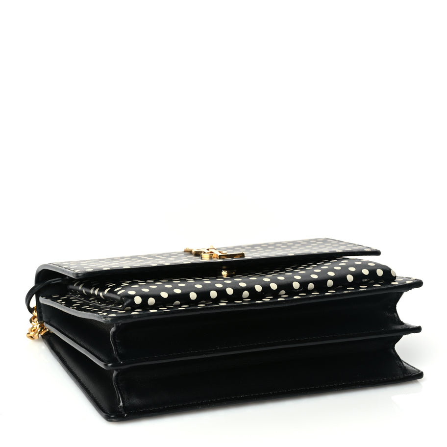 Saint Laurent Calfskin Polka Dot Medium Monogram Sunset Black Crema Soft Image 3