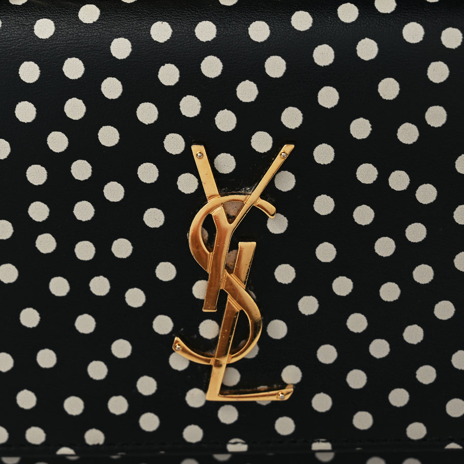 Saint Laurent Calfskin Polka Dot Medium Monogram Sunset Black Crema Soft Image 6