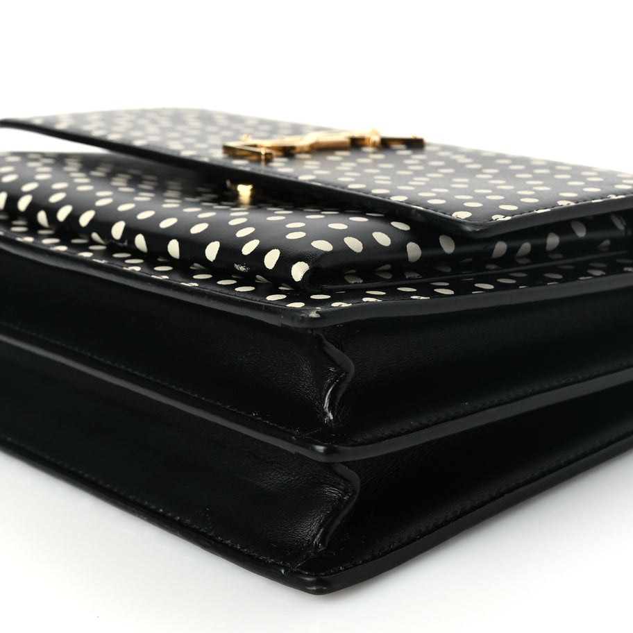 Saint Laurent Calfskin Polka Dot Medium Monogram Sunset Black Crema Soft Image 8