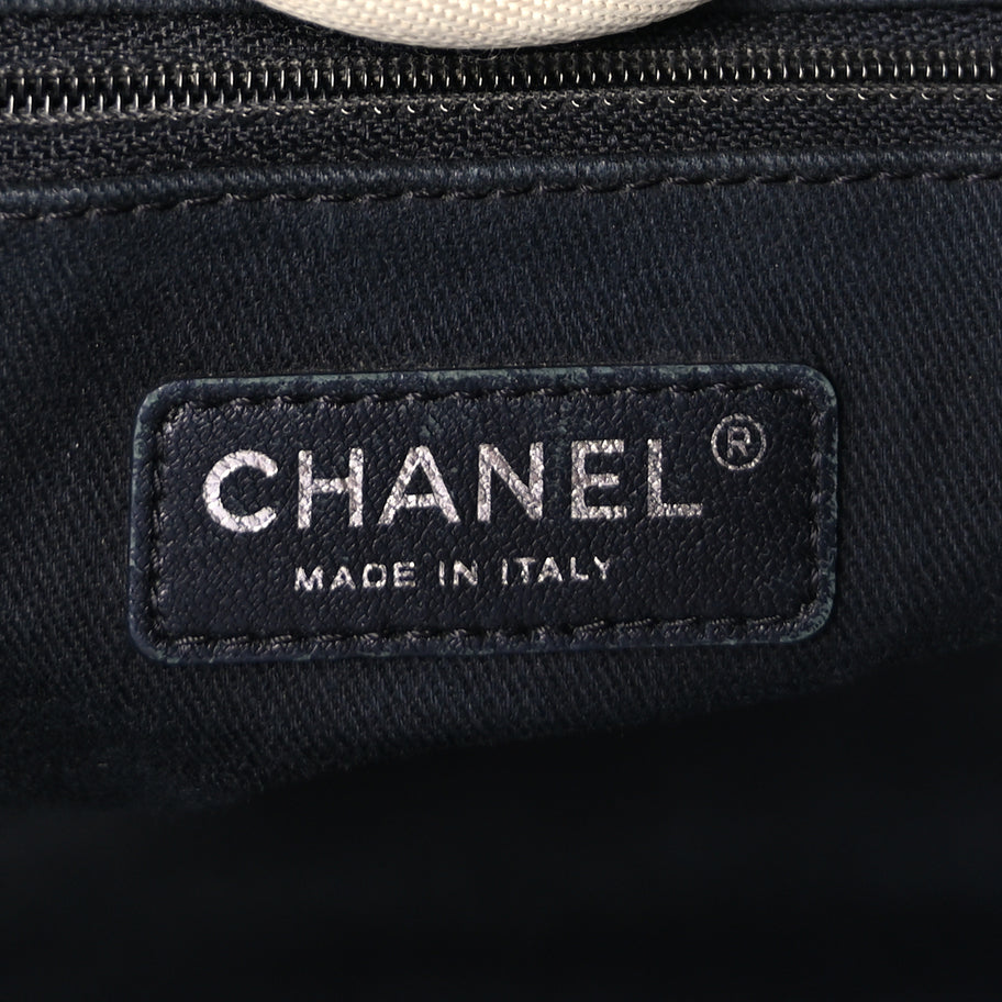 Chanel Woven Straw Raffia Medium Deauville Tote Black White Image 5