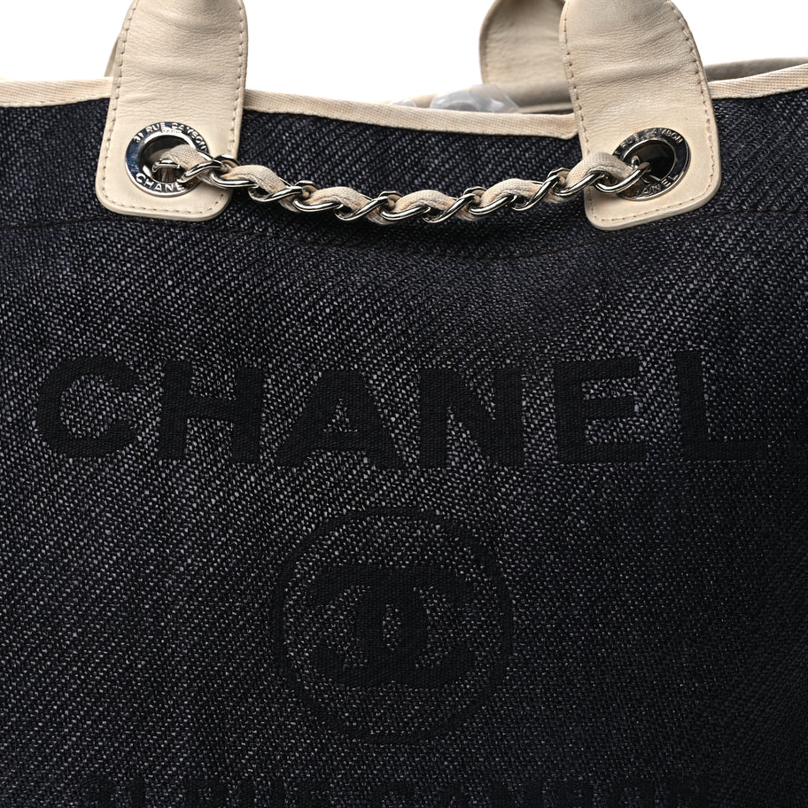 Chanel Woven Straw Raffia Medium Deauville Tote Black White Image 6