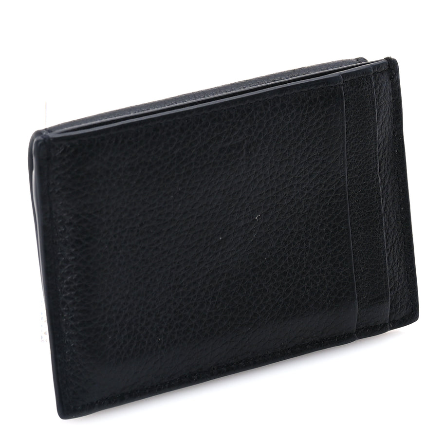 Saint Laurent Grained Calfskin Tiny Cassandre Flap Card Case  Black Image 3