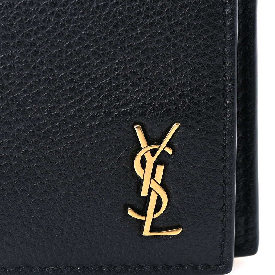 Saint Laurent Grained Calfskin Tiny Cassandre Flap Card Case  Black Image 5