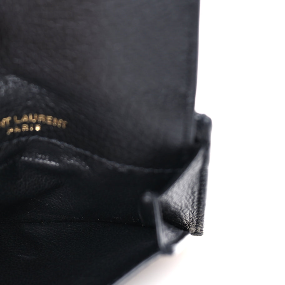 Saint Laurent Grained Calfskin Tiny Cassandre Flap Card Case  Black Image 6