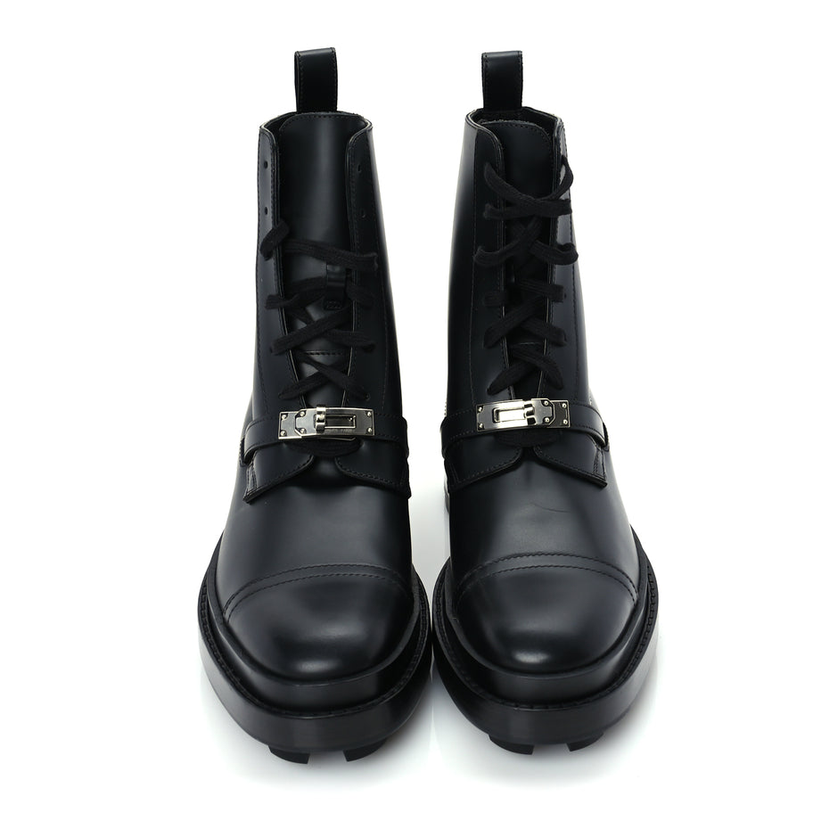 Hermes Glossed Calfskin Funk Ankle Boots 37 Black Image 3