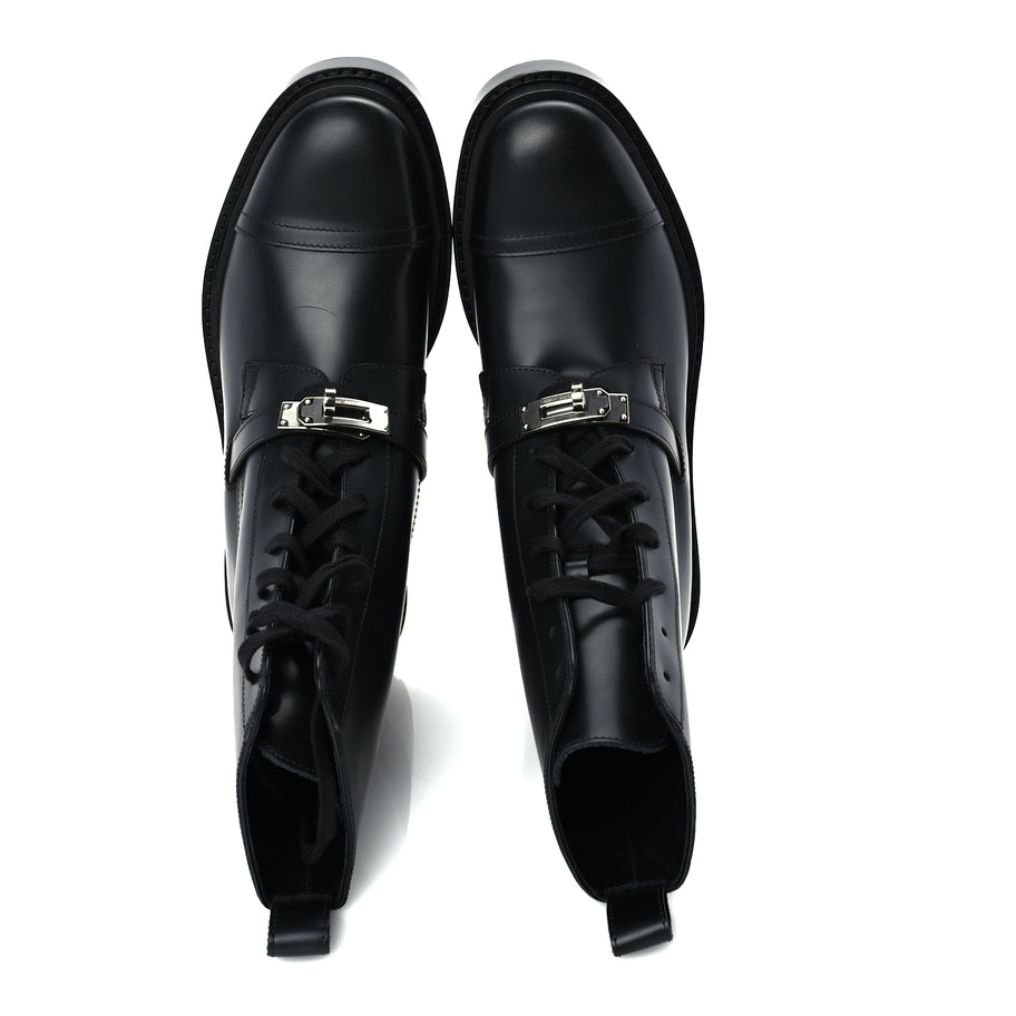 Hermes Glossed Calfskin Funk Ankle Boots 37 Black Image 5