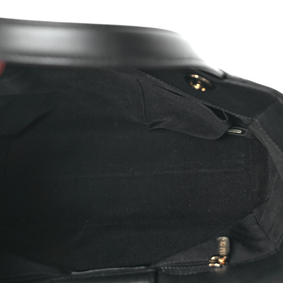 Chanel Calfskin Chevron Quilted Small Statement Shopping Tote Black Image 4