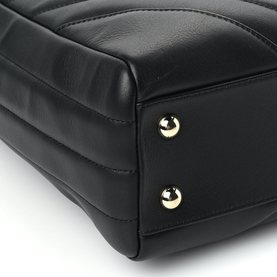 Chanel Calfskin Chevron Quilted Small Statement Shopping Tote Black Image 7