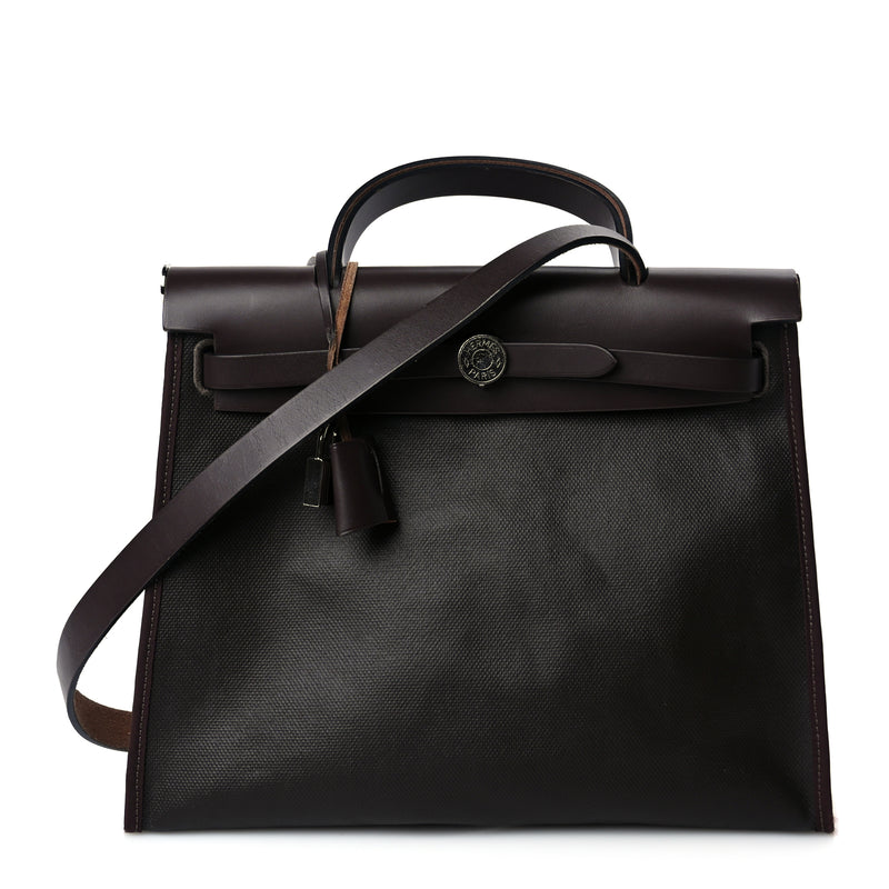  Hermes Toile H Berline Vache Hunter Herbag Zip PM 31 Black Ebene