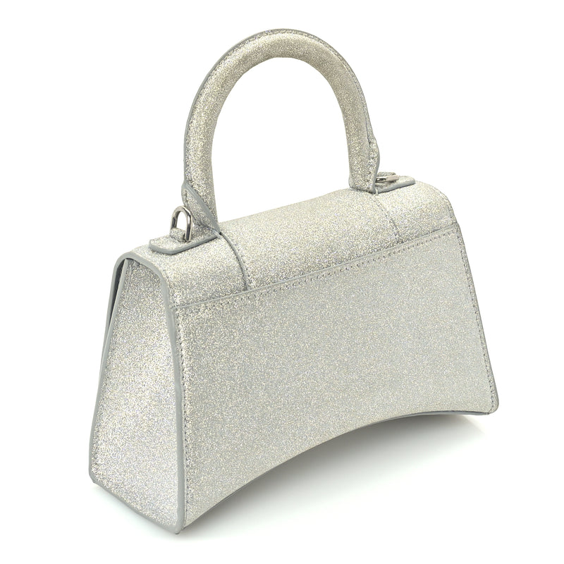  Balenciaga Glitter Fabric Hourglass Top Handle Bag XS  Grey