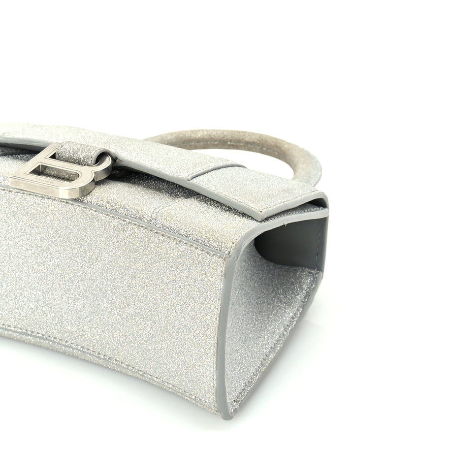 Balenciaga Glitter Fabric Hourglass Top Handle Bag XS  Grey Image 8