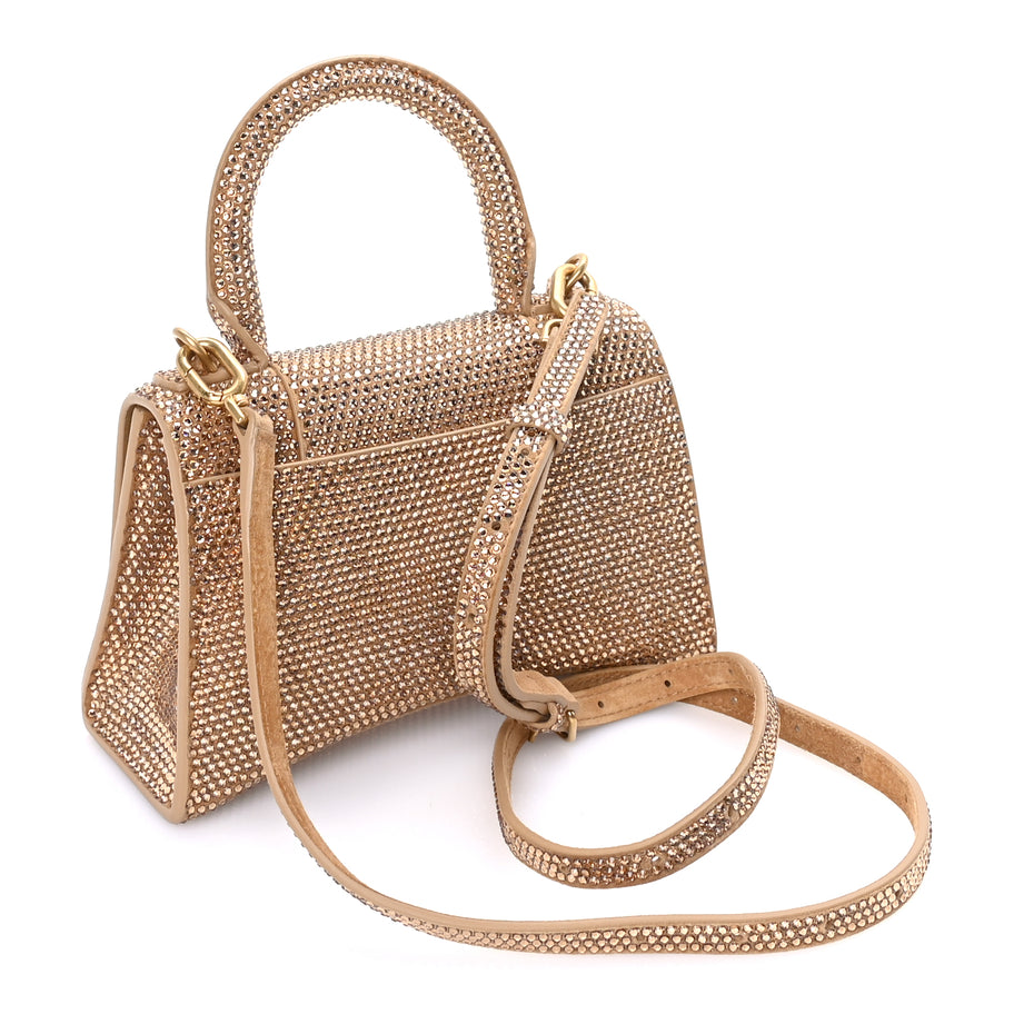 Balenciaga Strass Suede Hourglass Top Handle Bag XS Gold Image 2
