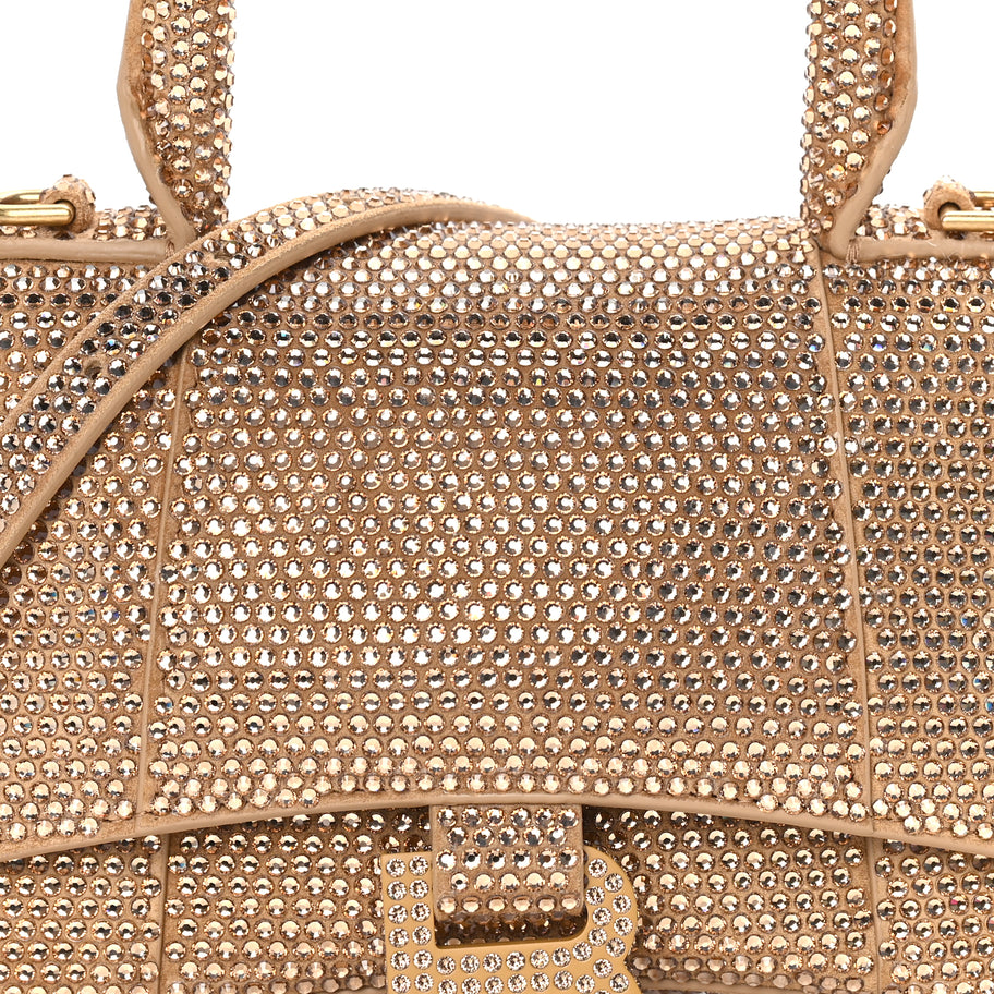 Balenciaga Strass Suede Hourglass Top Handle Bag XS Gold Image 6