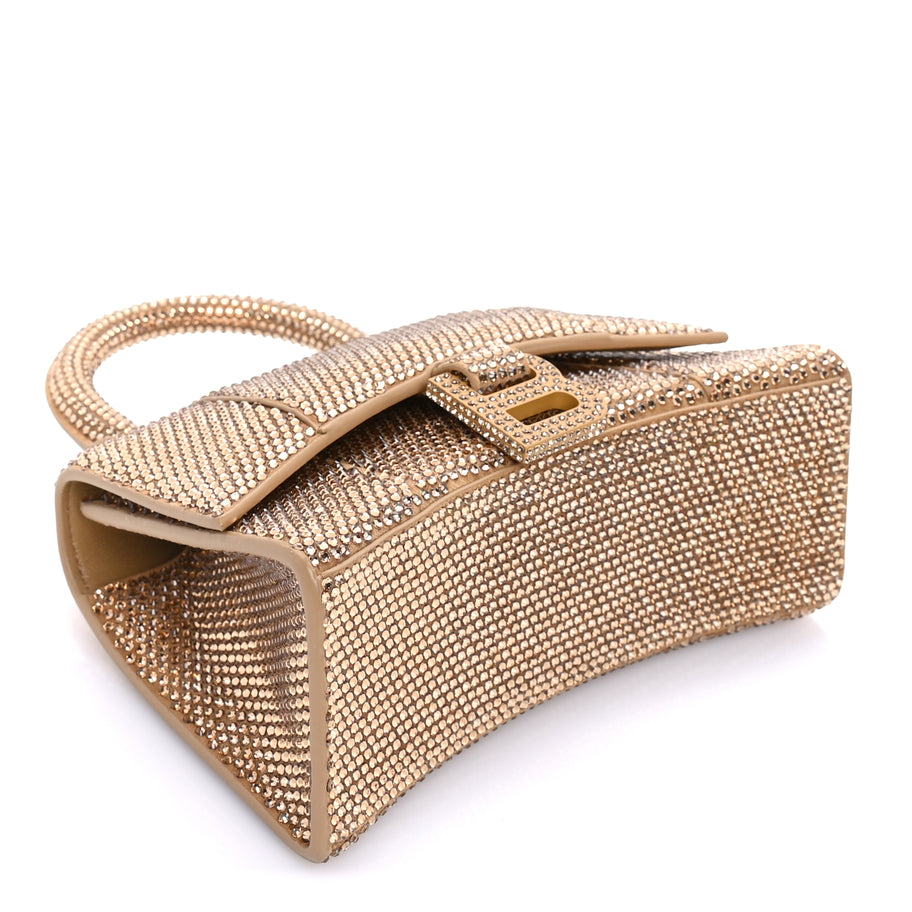 Balenciaga Strass Suede Hourglass Top Handle Bag XS Gold Image 7