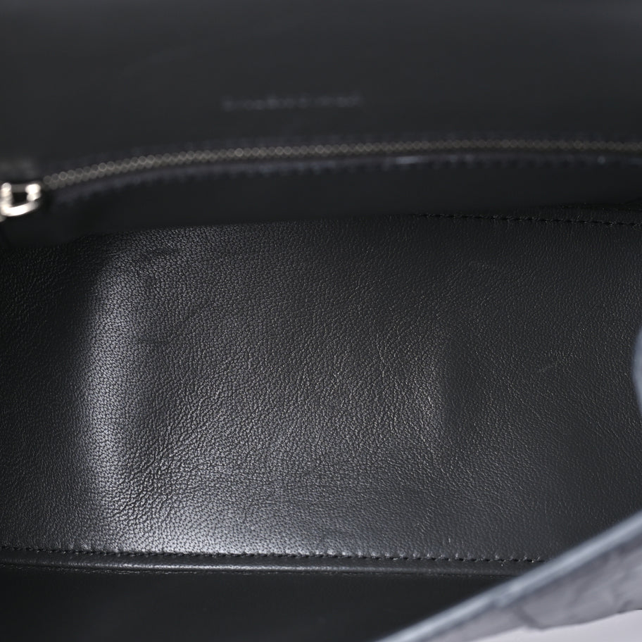 Balenciaga Shiny Calfskin Crocodile Embossed Small Hourglass Top Handle Bag  Dark Grey Image 4