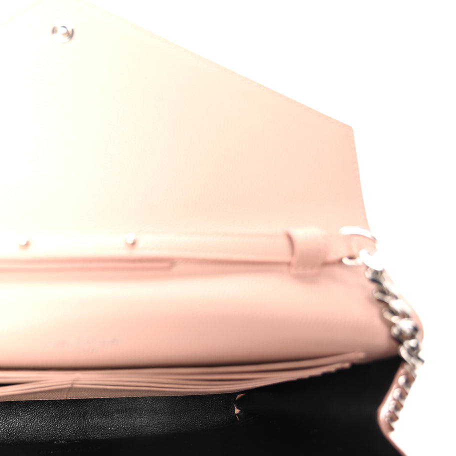Saint Laurent Grain De Poudre Matelasse Chevron Monogram Chain Wallet Pale Pink Image 4