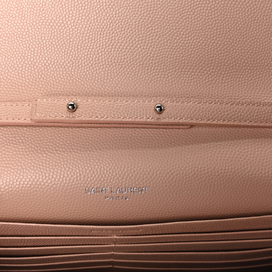 Saint Laurent Grain De Poudre Matelasse Chevron Monogram Chain Wallet Pale Pink Image 5