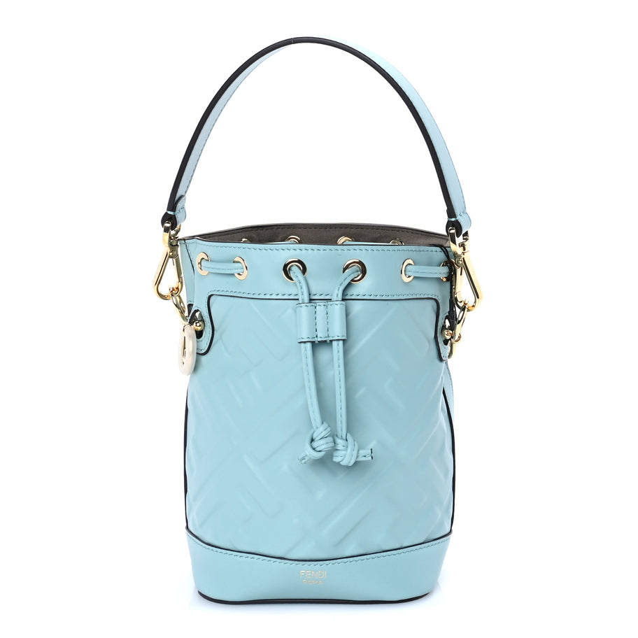 Fendi Vitello Liberty F is Fendi FF 1974 Embossed Mini Mon Tresor Bucket Bag  Light Blue Image 1