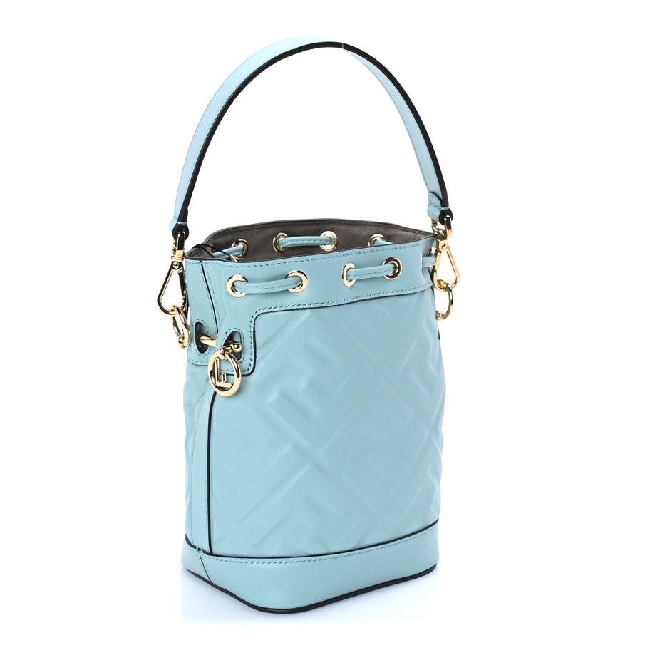 Fendi Vitello Liberty F is Fendi FF 1974 Embossed Mini Mon Tresor Bucket Bag  Light Blue Image 2