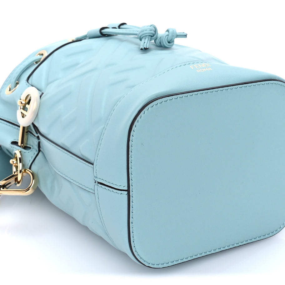 Fendi Vitello Liberty F is Fendi FF 1974 Embossed Mini Mon Tresor Bucket Bag  Light Blue Image 7