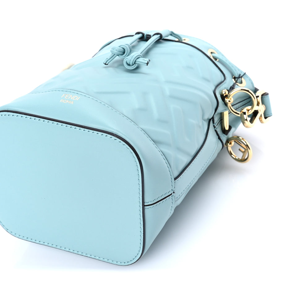 Fendi Vitello Liberty F is Fendi FF 1974 Embossed Mini Mon Tresor Bucket Bag  Light Blue Image 8