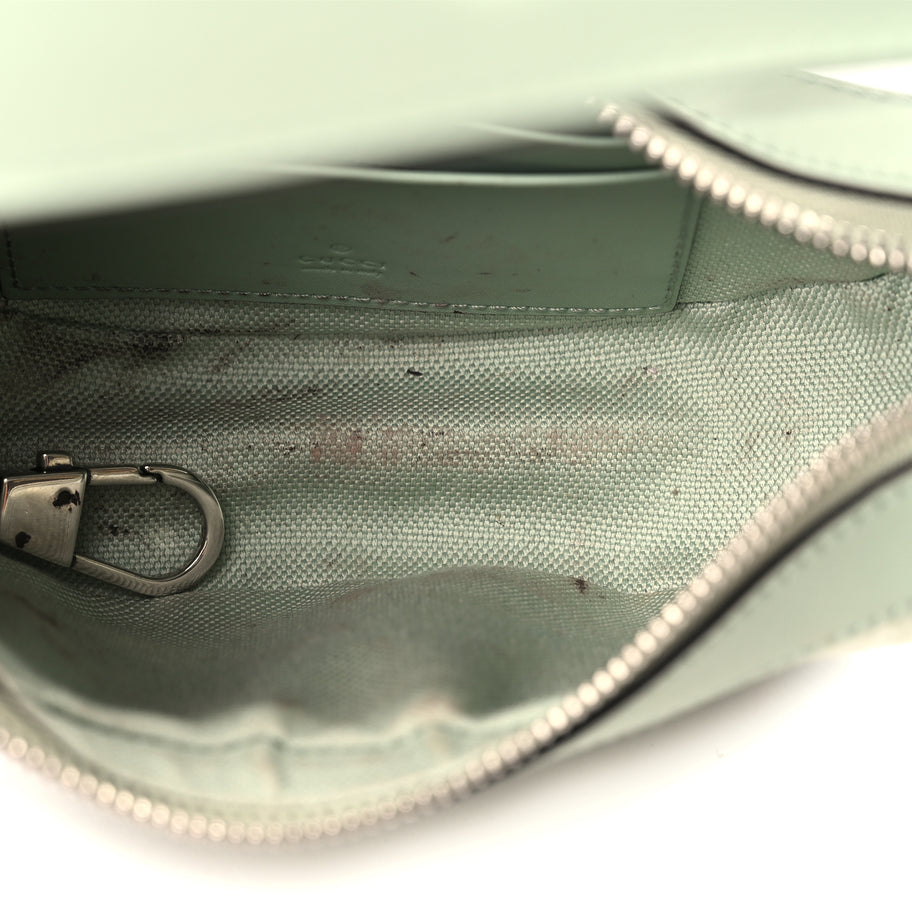 Gucci Denim GG Monogram Calfskin Mini Ophidia Half Moon Hobo Pale Green Image 4