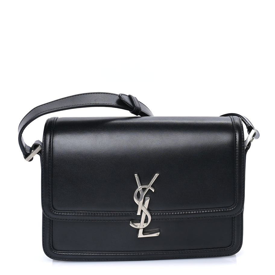Saint Laurent Box Calfskin Monogram Medium Solferino Satchel  Black Image 1