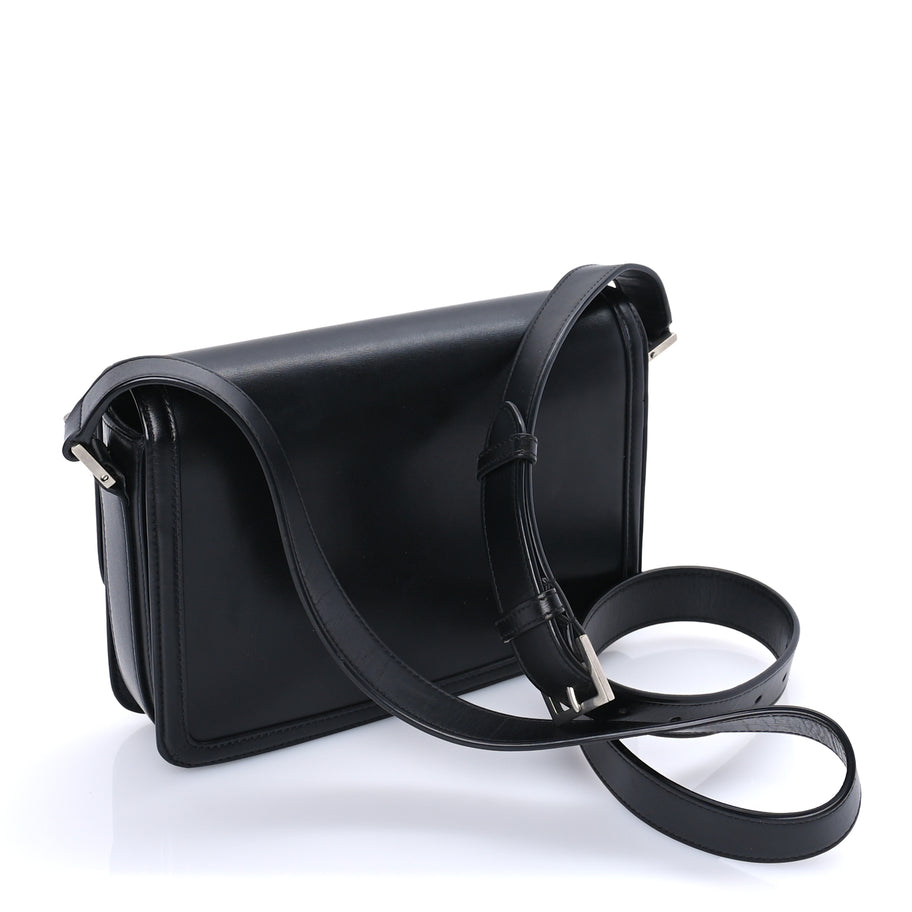 Saint Laurent Box Calfskin Monogram Medium Solferino Satchel  Black Image 2