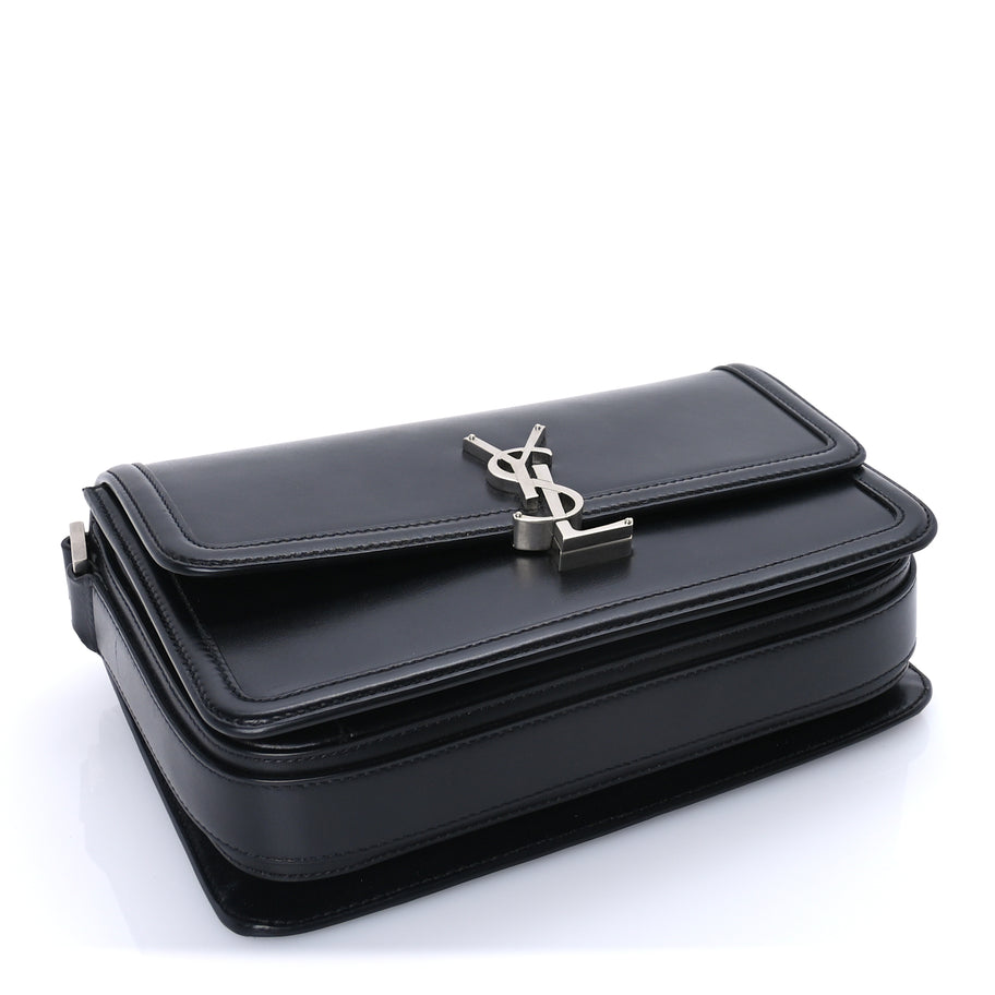 Saint Laurent Box Calfskin Monogram Medium Solferino Satchel  Black Image 3