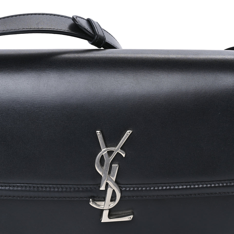 Saint Laurent Box Calfskin Monogram Medium Solferino Satchel  Black Image 6