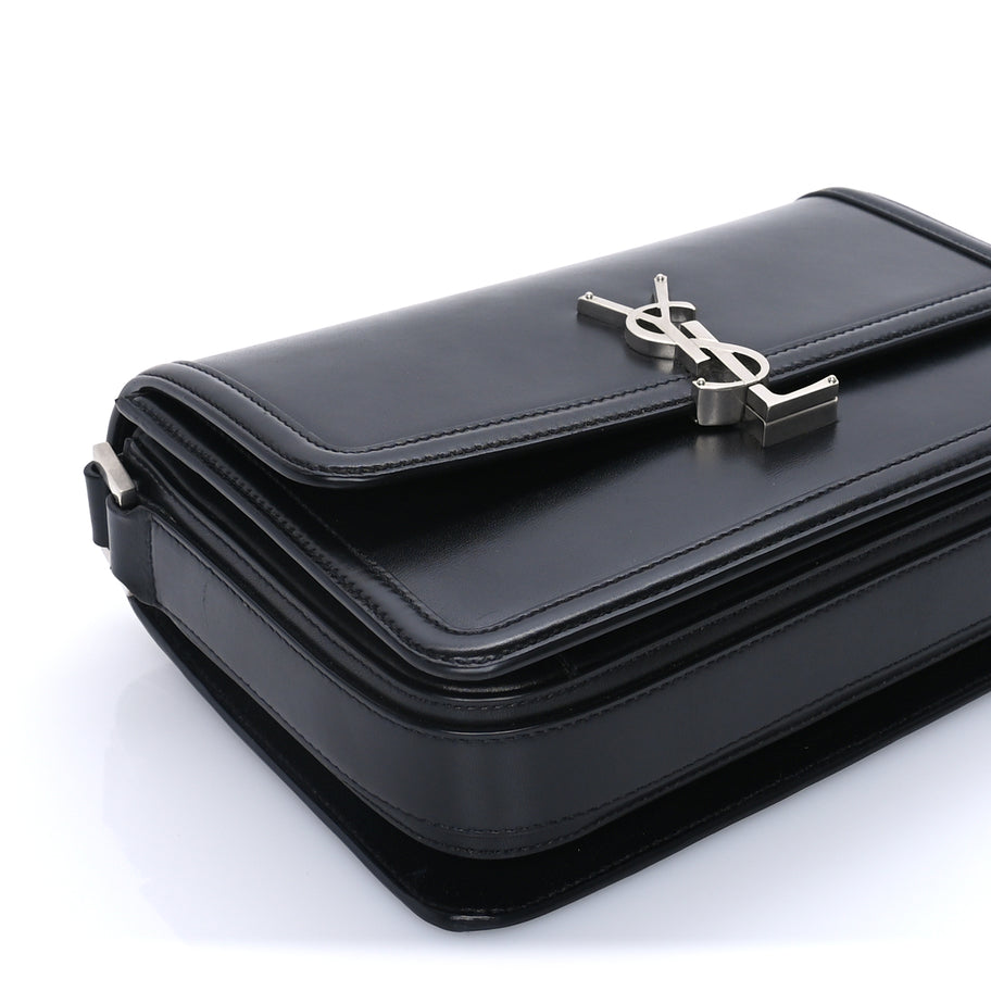 Saint Laurent Box Calfskin Monogram Medium Solferino Satchel  Black Image 7