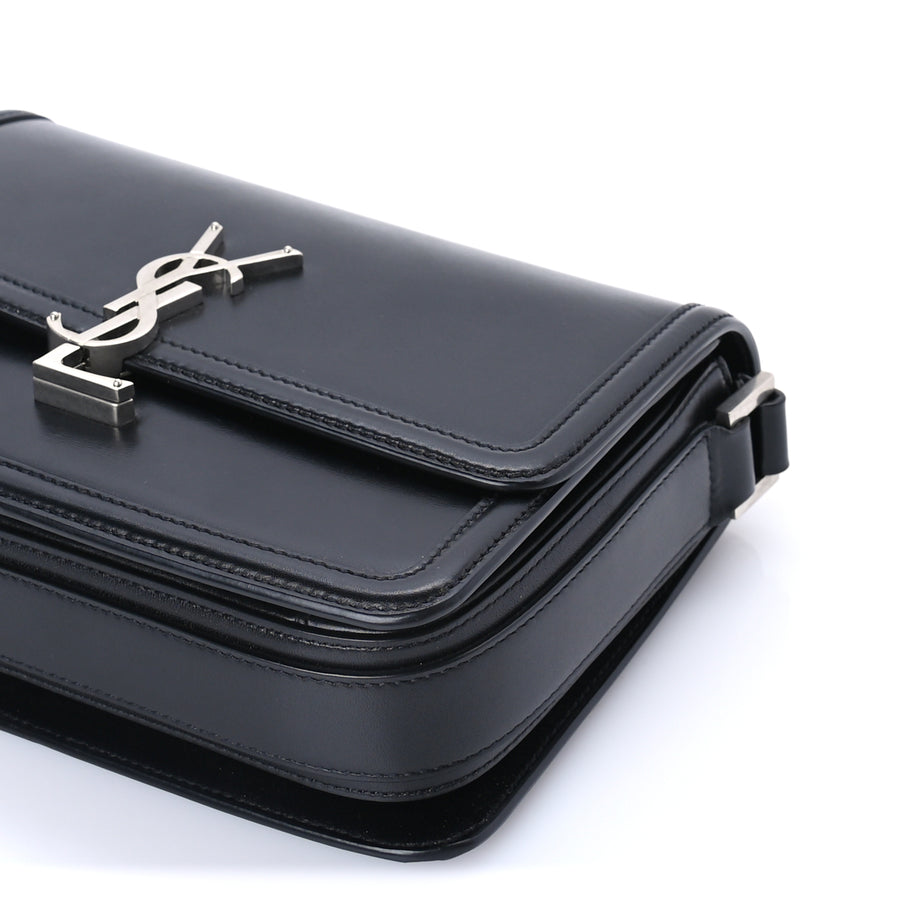 Saint Laurent Box Calfskin Monogram Medium Solferino Satchel  Black Image 8