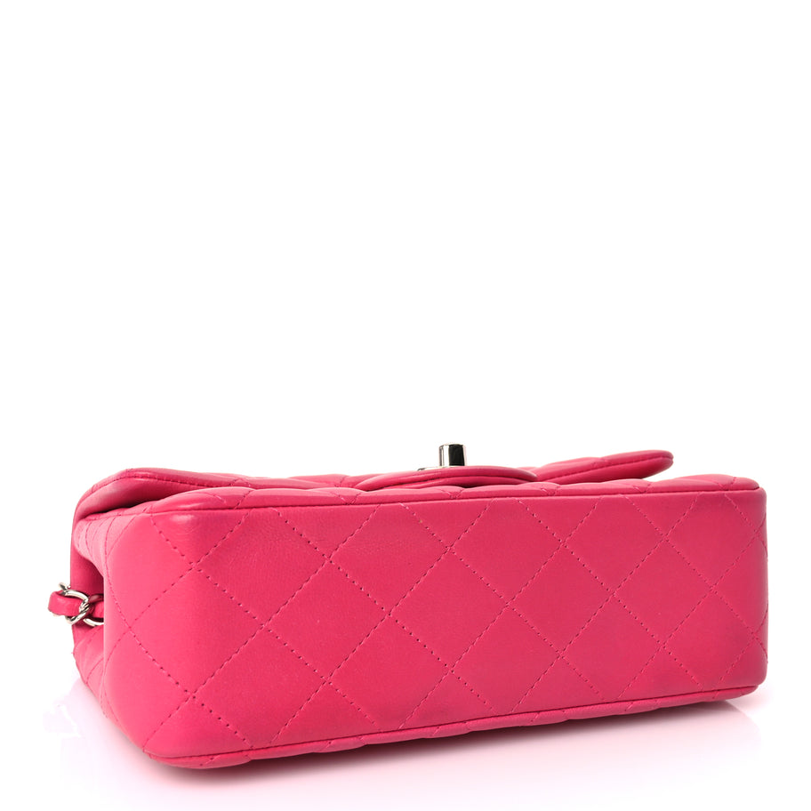 Chanel Lambskin Quilted Mini Rectangular Flap Dark Pink Image 3