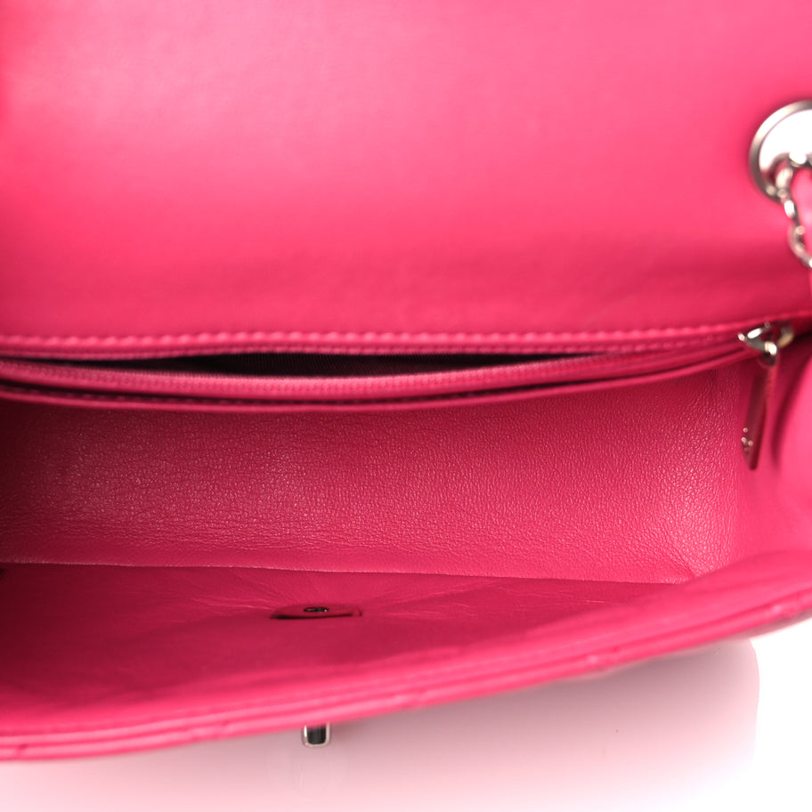 Chanel Lambskin Quilted Mini Rectangular Flap Dark Pink Image 4