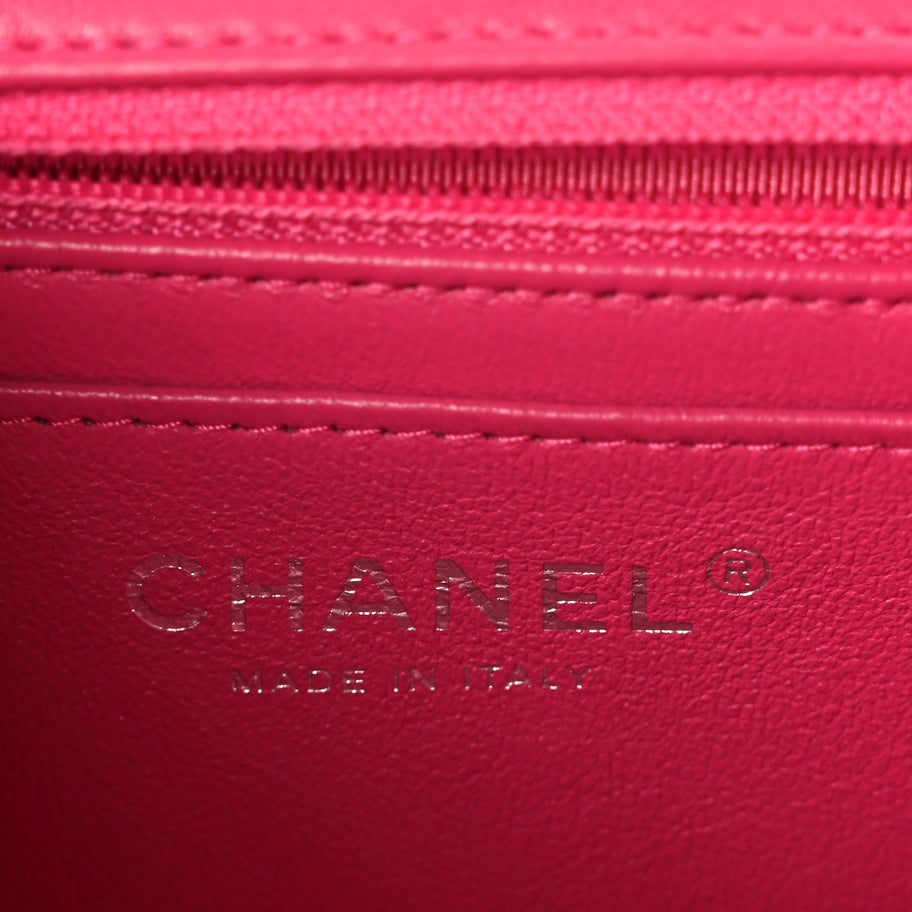 Chanel Lambskin Quilted Mini Rectangular Flap Dark Pink Image 6