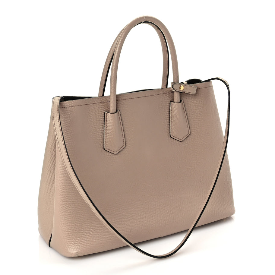 Prada Saffiano Cuir Medium Double Bag Cammeo Black Image 2