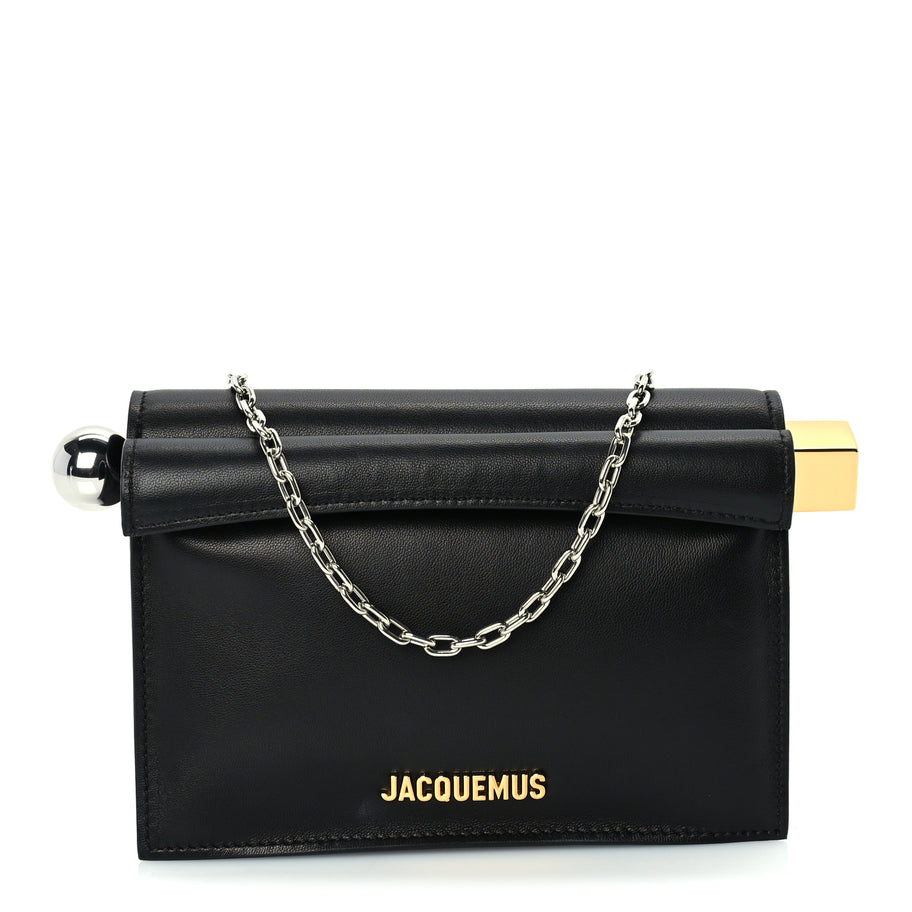 Jacquemus Smooth Calfskin La Pochette Rond Carre Black Image 1