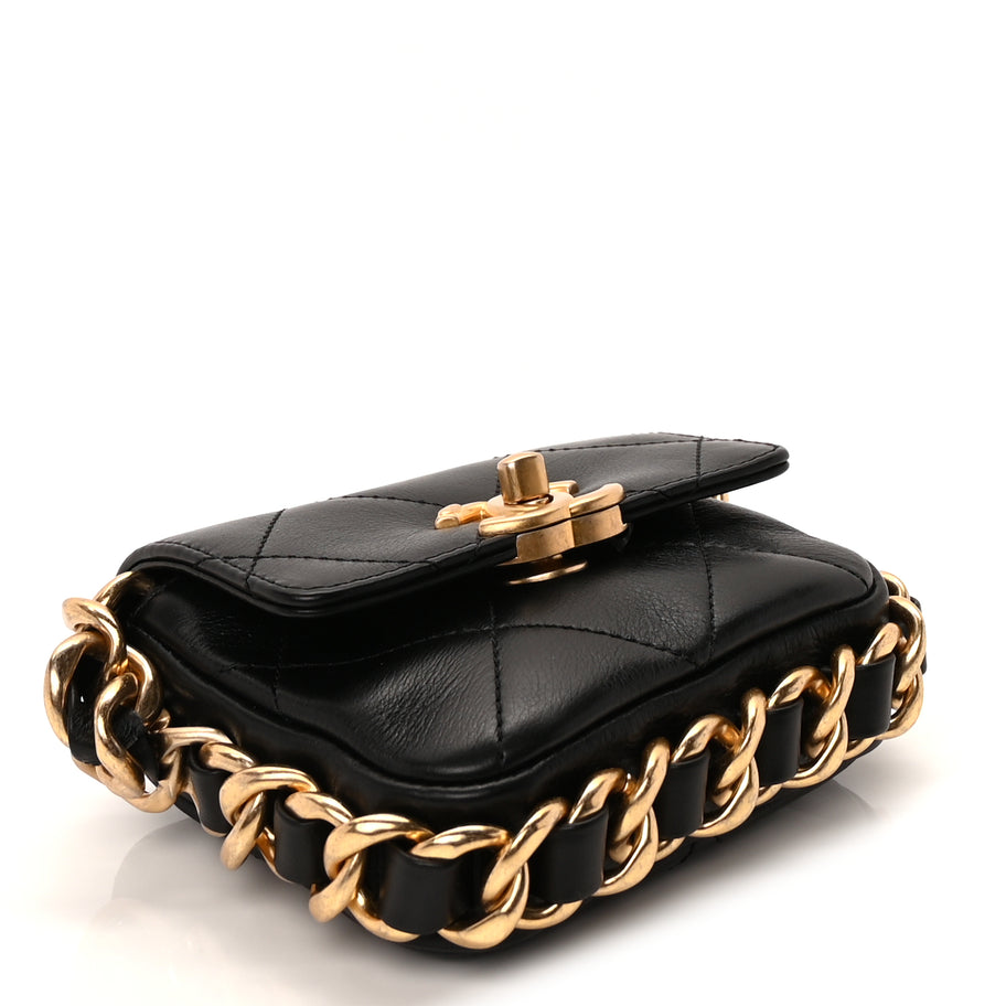 Chanel Calfskin Quilted Mini Framing Chain Bag  Black Image 3
